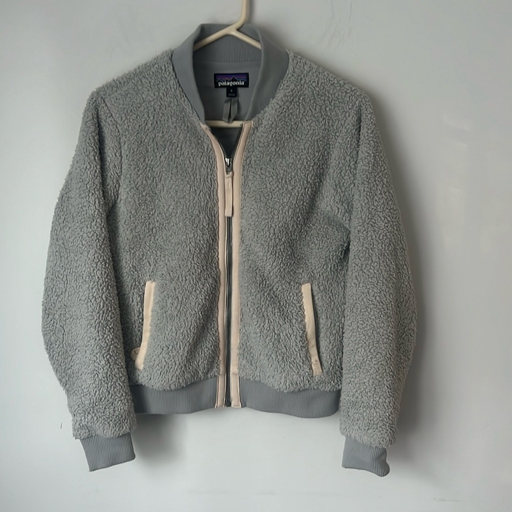 Patagonia Los Gatos Bomber Jacket Women Small Gray Pockets Zip Pockets 🦋